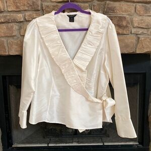 Sunny Taylor 100% silk, white blouse with side bow. 16W